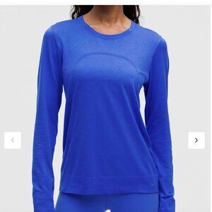 NWT LULULEMON Swiftly Relaxed Long-Sleeve Shirt Hip Lngt Size 4 in Cerulean Blue